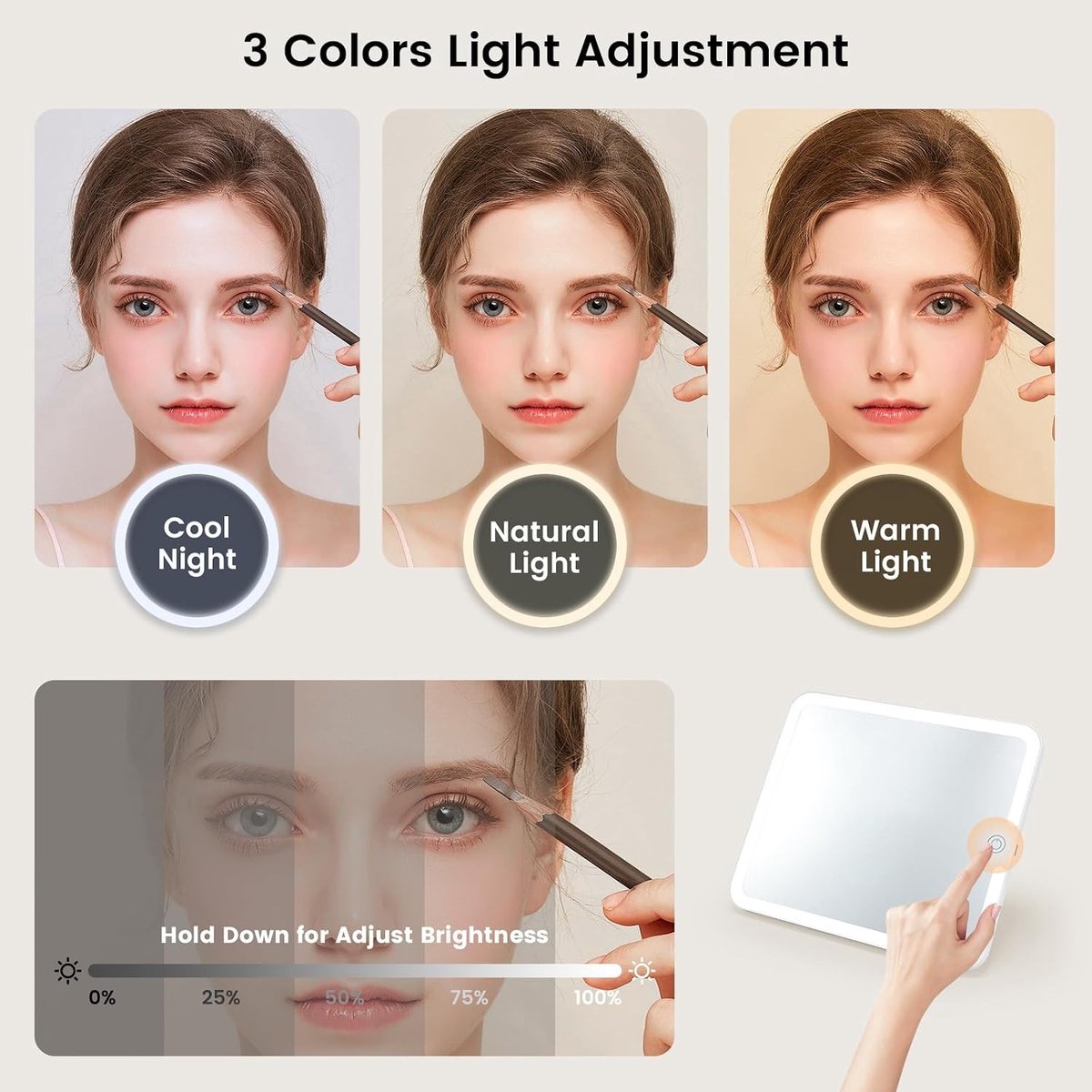 Professionele Make-up Koffer - Zwart - 26 x 23 x 12 cm - Met Verstelbare LED Spiegel - Voor Dames