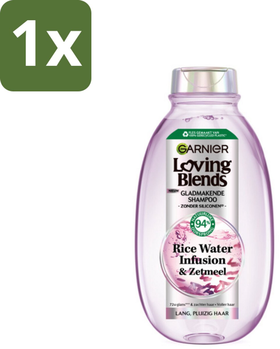 1 x Garnier - Loving Blends - Shampoo - Rice Water Infusion - Glans & Zachtheid - Lang Haar - 300 ml - Rice Water Shampoo - Glans Haar - Zachtheid Haar - Lang Haar Verzorging - Haarhydratatie