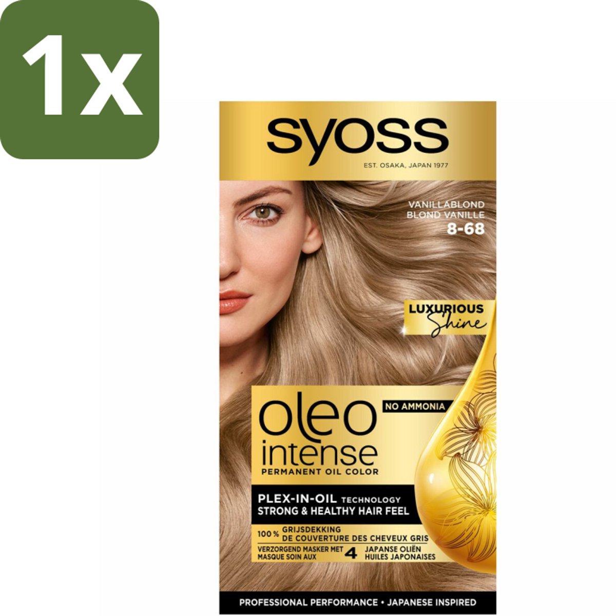 1 x SYOSS - Oleo Intense 8-68 Vanillablond - Haarverf - Zonder Ammoniak - Grijsdekking - Langdurige Kleur - Haarverf - Permanent Haarkleuring - Grijsdekking - Zonder Ammoniak - Haarverf Zonder Ammoniak