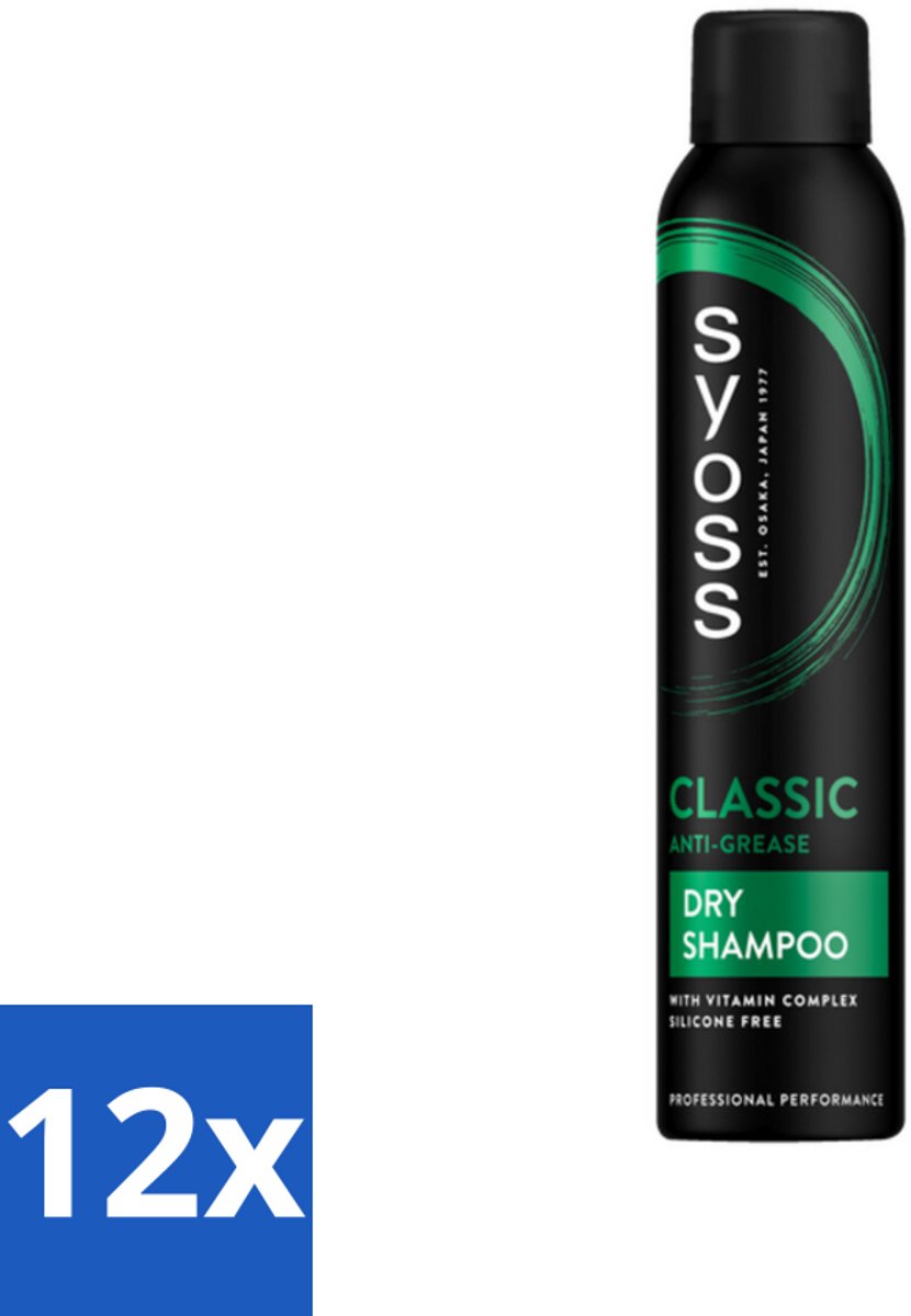 12 x SYOSS - AntiGrease Droogshampoo - Shampoo - Langdurige Styling - 200ml - Droogshampoo - Syoss - Vetvrije Haar - Fris Haar - Haarverzorging
