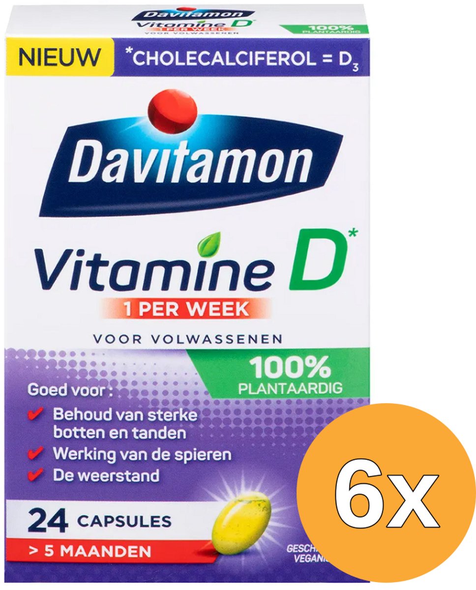 6x Davitamon Vitamine D3 Vegan (24 capsules)