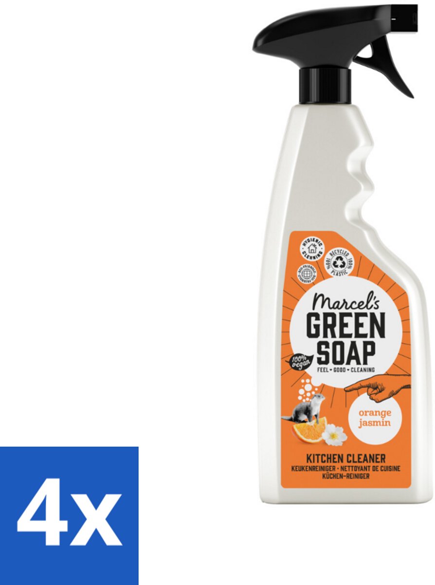 4 x Marcel's Green Soap - Keukenreiniger - Sinaasappel & Jasmijn - Tegen vet & vuil - 500 ml - Keukenreiniger - Biologisch Afbreekbaar - Vegan - Milieuvriendelijk - Sinaasappel