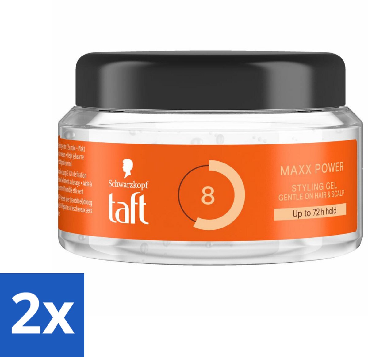2 x Taft - Maxx Power 8 - Styling Gel - Maximale controle - 250 ml - Haargel - Taft - Maxx Power Gel - Sterke Hold - Langdurige Fixatie