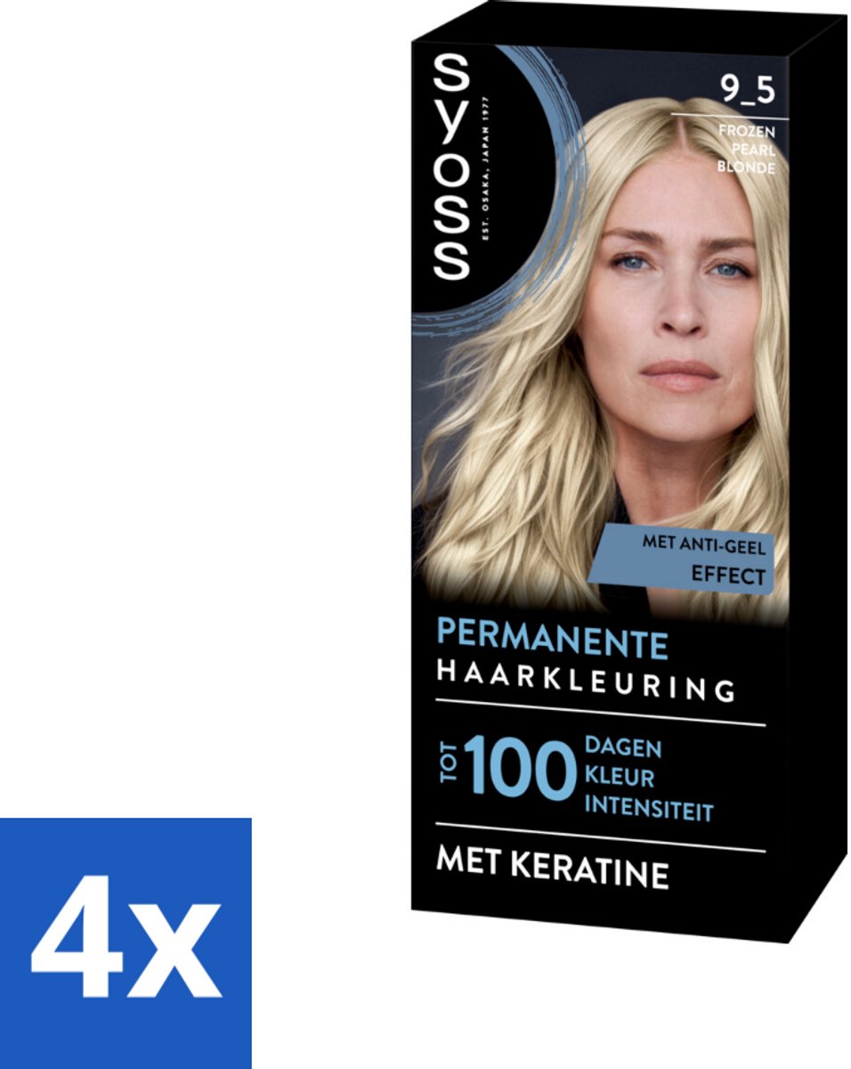 4 x SYOSS - Coloration 9-5 Frozen Pearl Blonde - Haarverf - Grijsdekking - Vermindert Haarbreuk - Permanente Haarkleuring - Haarkleur - Grijsdekking - Keratine - Blond
