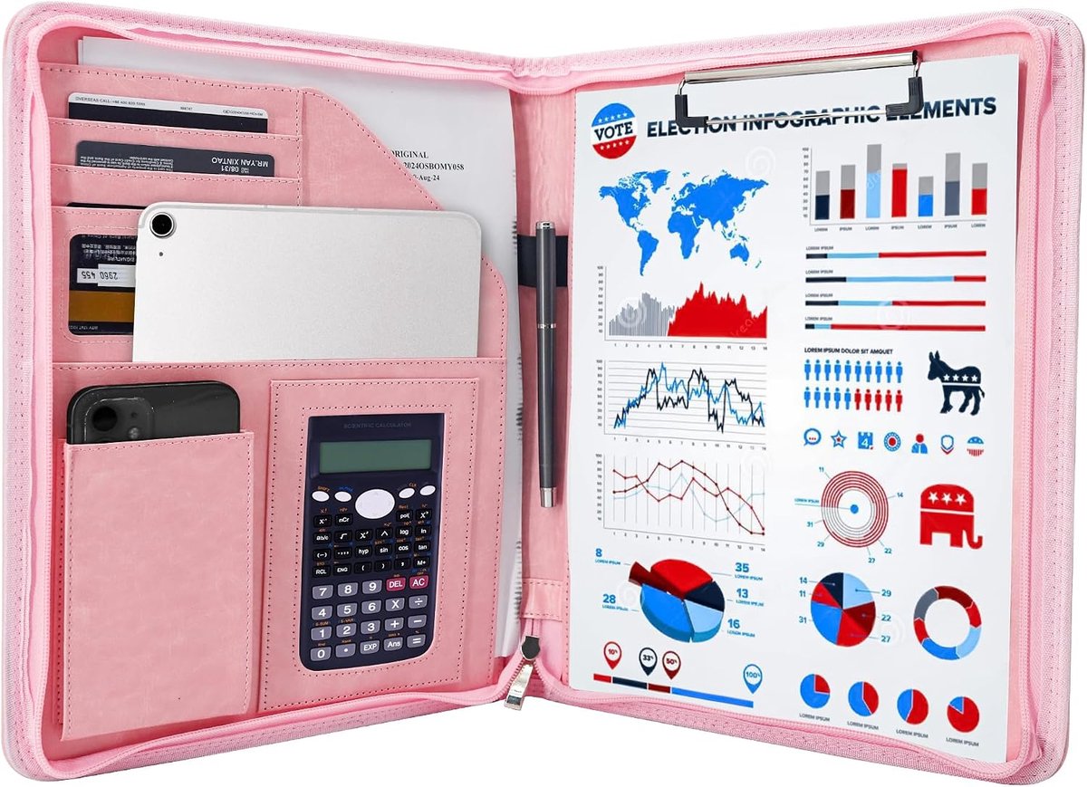 A4 Clipboard Map met Rits - Faux Leer - Waterdicht - Perfect voor Presentaties - ShopVlot