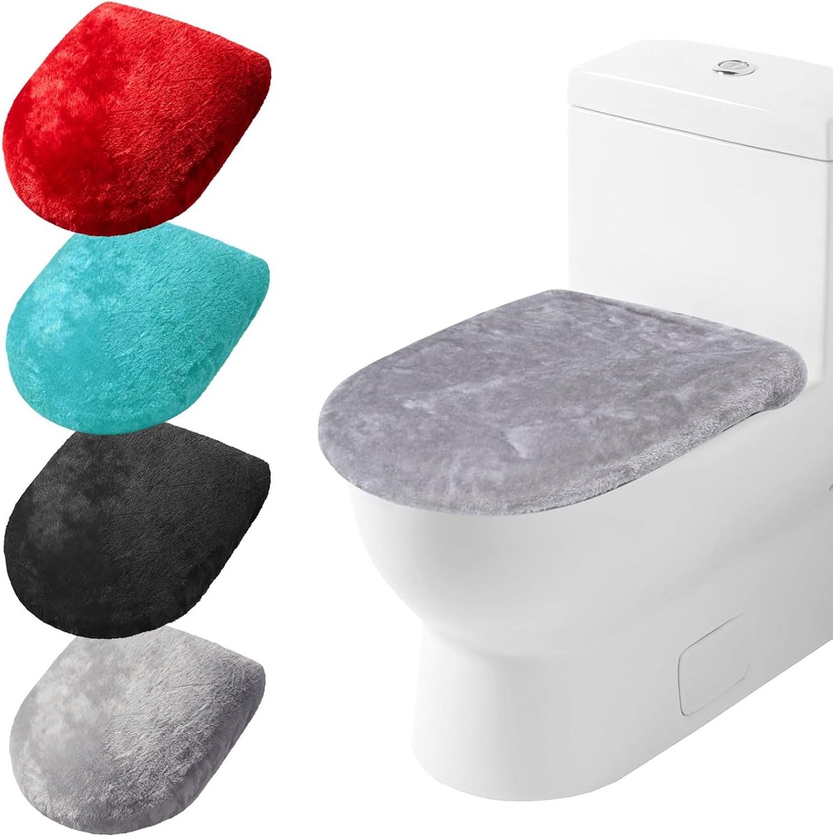 WC-dekselhoes 4 stuks - microvezelstof - elastisch ontwerp - warm en comfortabel zitten - ShopVlot