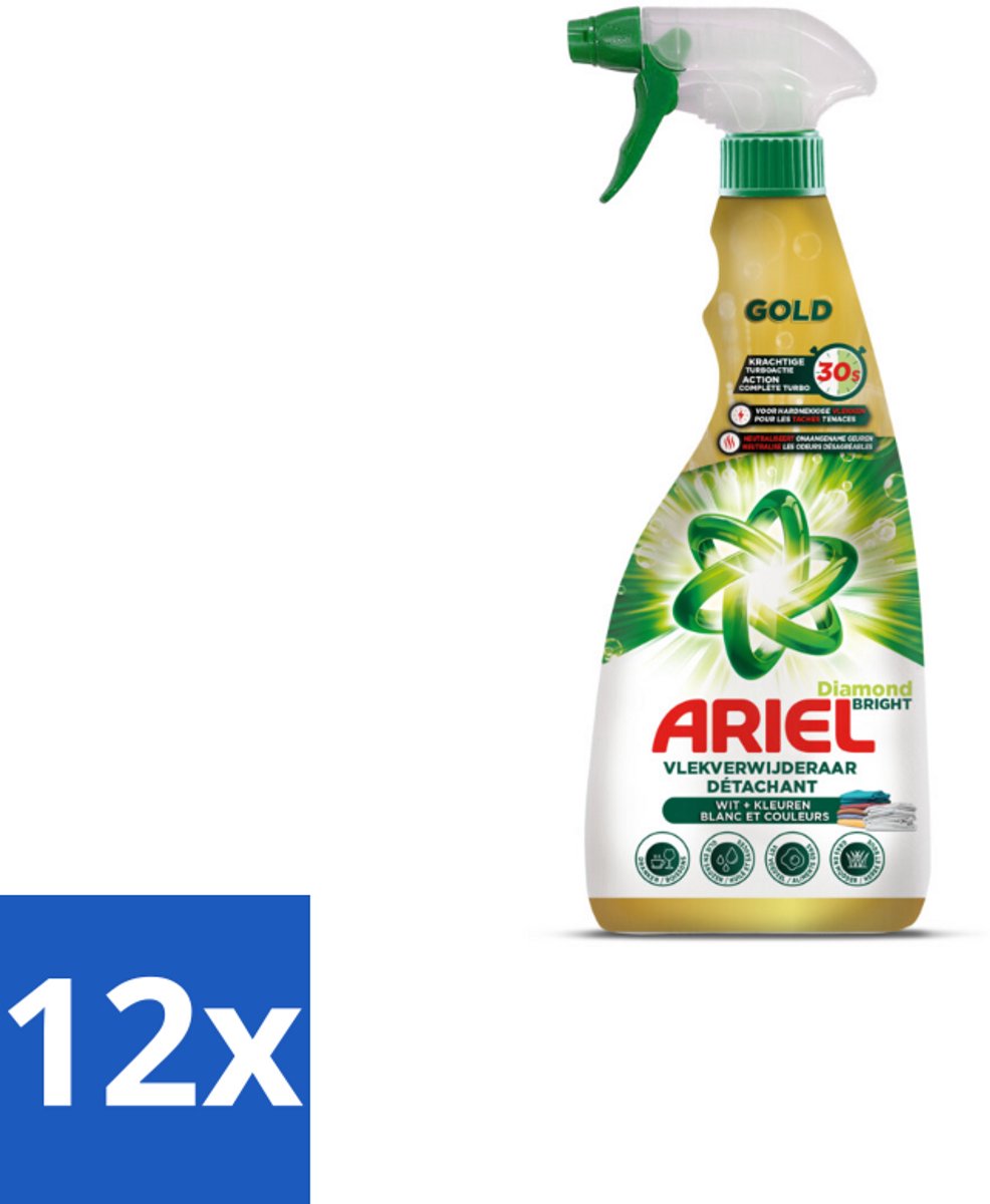 12 x Ariel - Vlekkenverwijderaar - Gold Spray - 750 ml - Vlekkenverwijderaar - Vlekken Verwijderen - Wasmiddel - Ariel - Vlekkenspray