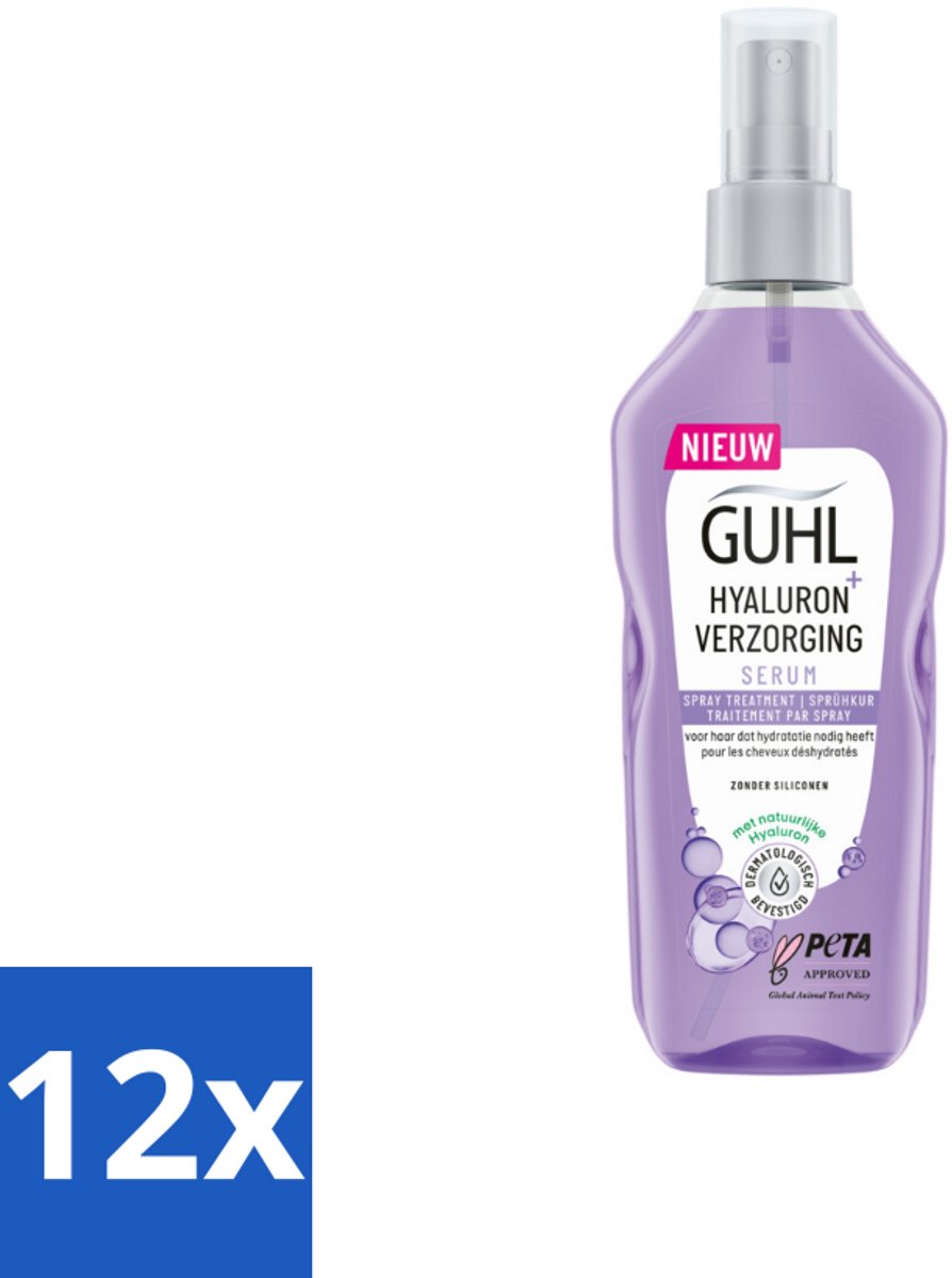 12 x Guhl - Spray - Hyaluron Verzorging - 150 ml - Haarspray - Hyaluronzuur - Hydratatie - Hittebescherming - Droog Haar