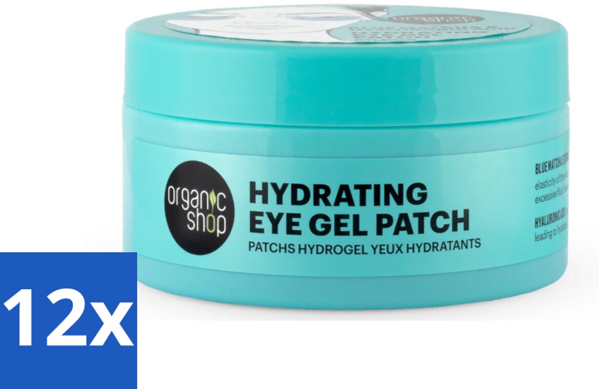12 x Organic Shop - Eye Gel Patch Blue Matcha & Hyaluronic Acid - Verfrissend en Hydraterend - 60 Patches - Oogpatches - Oogverzorging - Anti-rimpel - Hydratatie - Hyaluronzuur