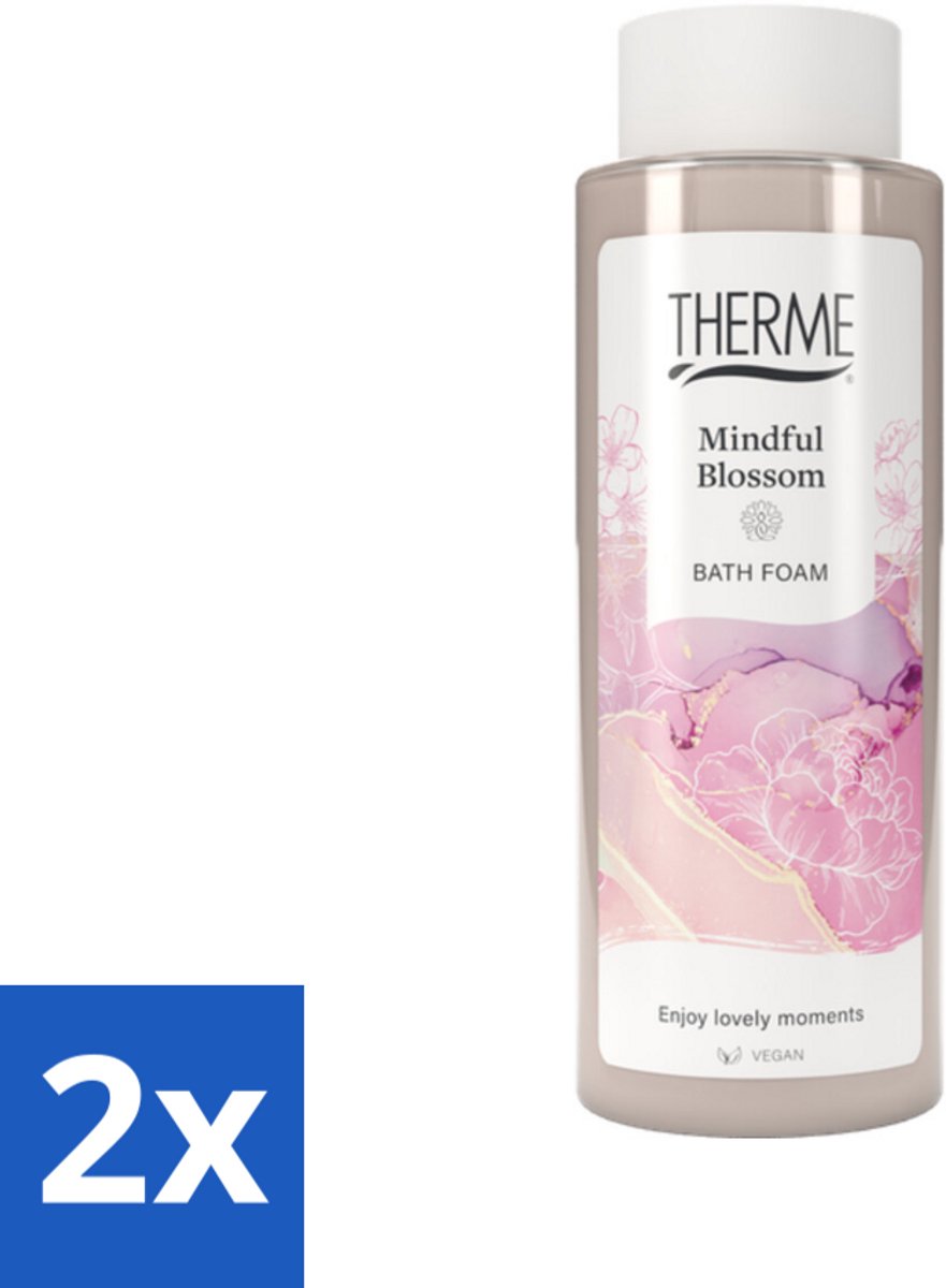 2 x Therme - Mindful Blossom - Badschuim - Verfrissend - Verzorgend - 500ml - Badschuim - Ontspannen Bad - Wellness - Bloesemgeur - Pioenroos