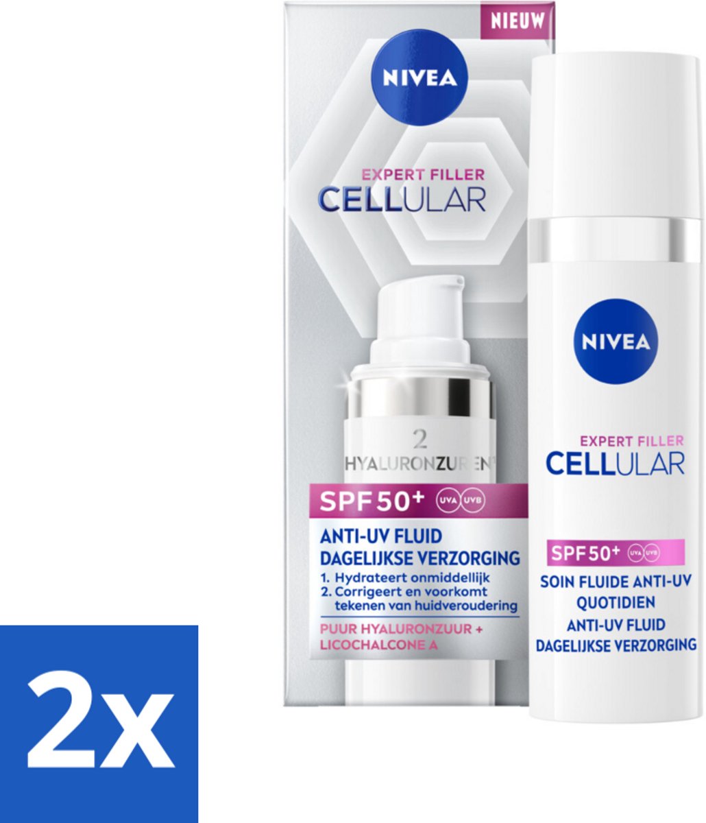 2 x Nivea - Cellular - Expert Filler SPF50+ Serum - Met Hyaluronzuur en SPF - 30 ml - NIVEA Cellular Expert - Anti-aging Serum - Zonbescherming - Hyaluronzuur - Rimpelvermindering