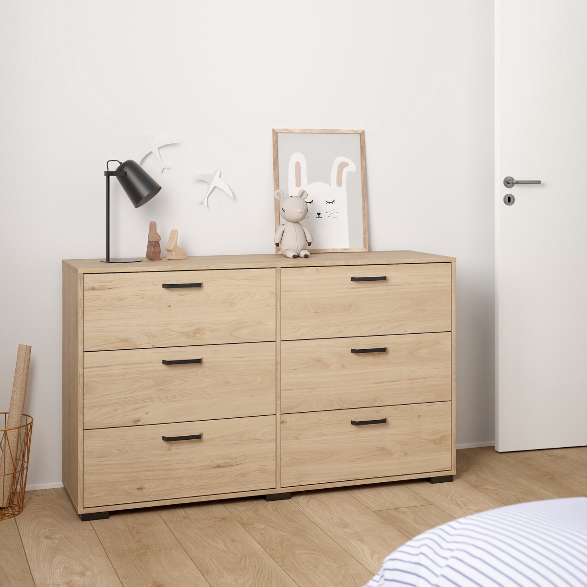 Dressoir Dubbel Sofia 6 lades Hickory - Giga Living