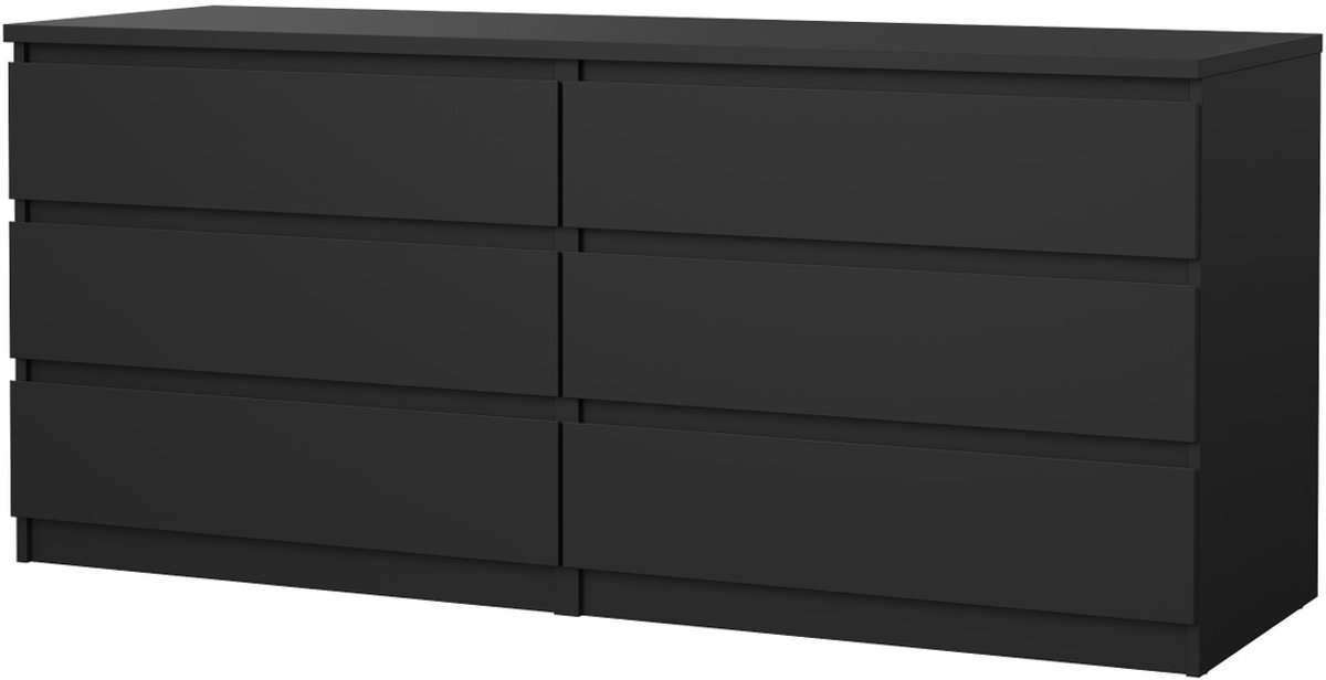 Dressoir Dubbel Ylva 6 lades Matzwart - Giga Living