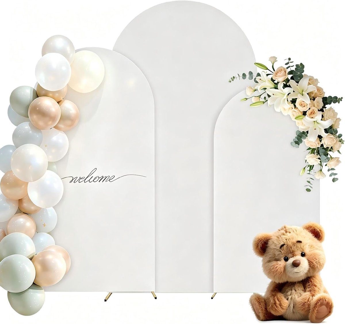 Arch Wanddecoraties Set van 3 - Wit Polyester - Dubbelzijdige Frame Covers - Perfect voor Feesten - ShopVlot