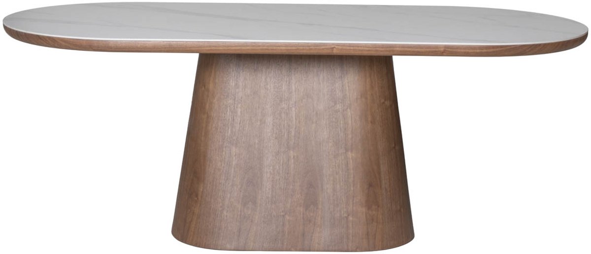 Giga Meubel Eettafel Alba - Wit Keramiek/Walnoot - 200x90x77cm