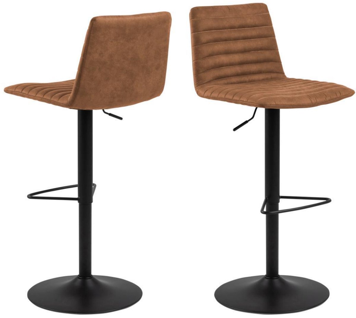 Barstoel PU Leer Zwart - 50x49x84cm - Zithoogte 66cm - Set van 2