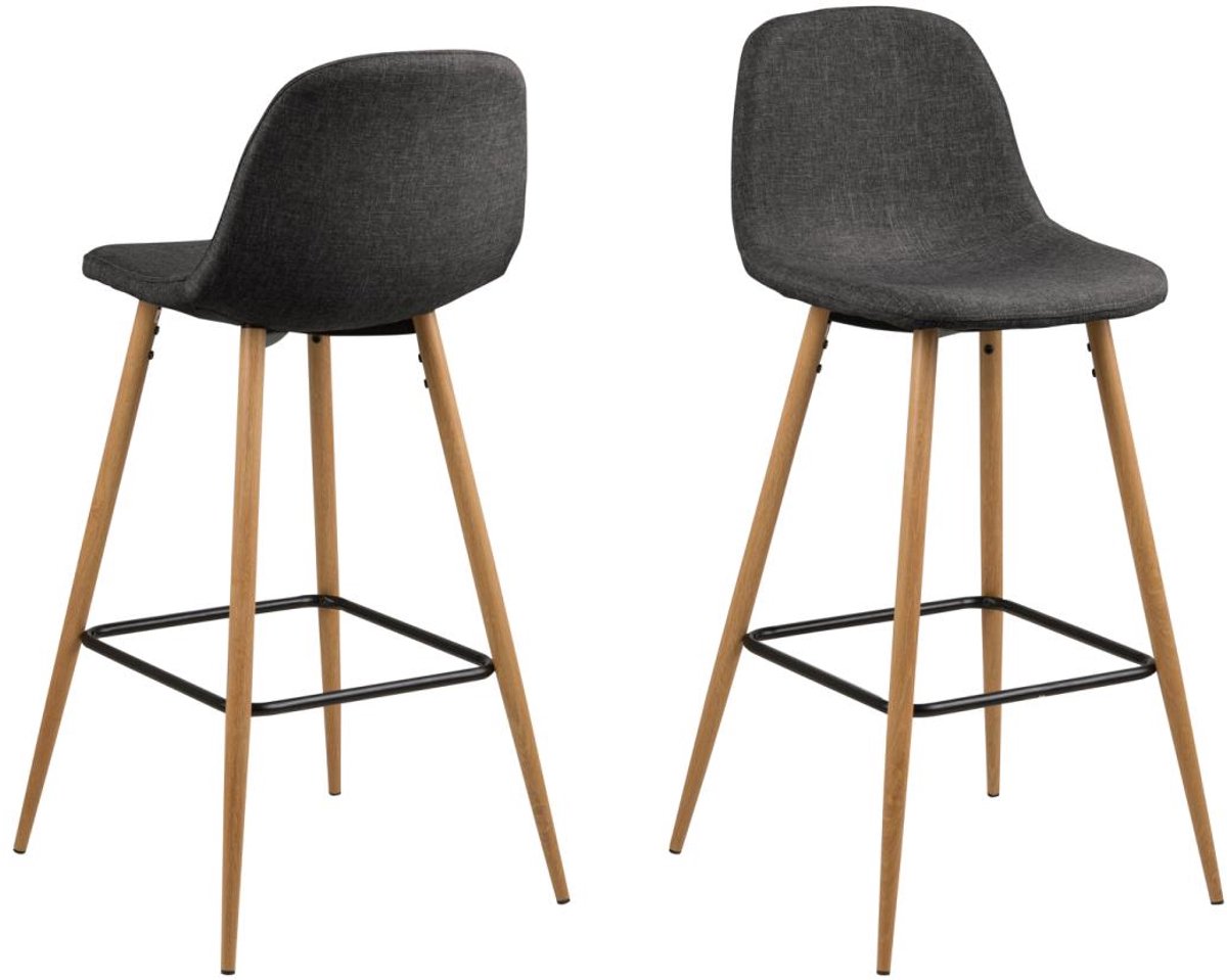 Giga Living Barkruk Willy - Grijs - Zithoogte 75cm - Set van 2