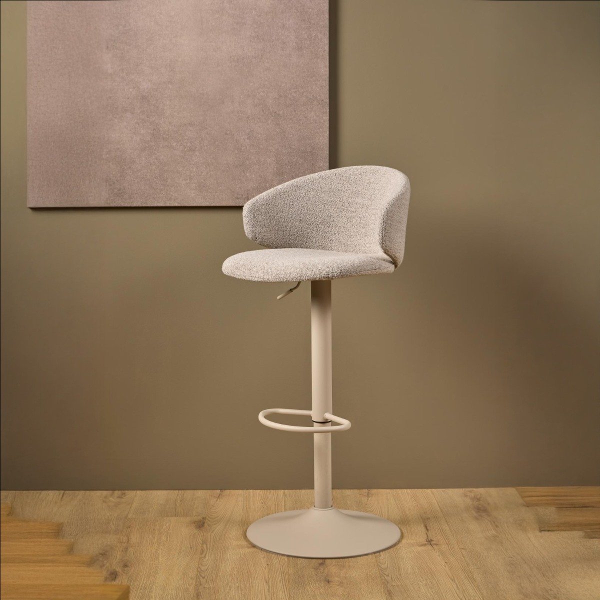 Giga Living Barkruk Valerie - Beige Stof - Zithoogte 82cm - Set van 2
