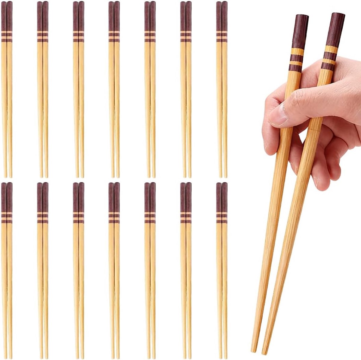 Houten eetstokjes 15 paar - herbruikbaar - vaatwasserbestendig - perfect voor sushi en rijstgerechten - ShopVlot