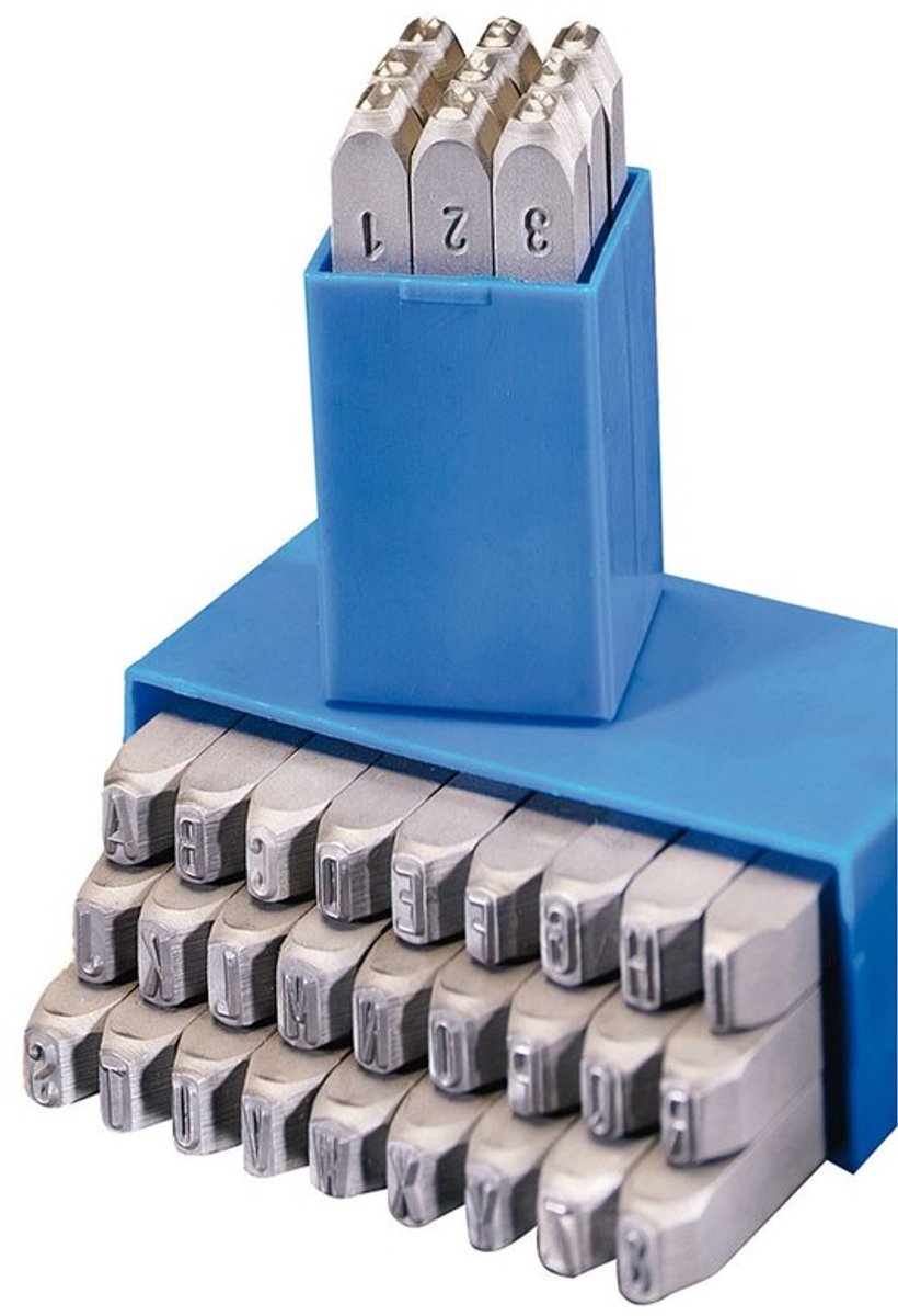 Metaal Stempelset Letters & Cijfers 15mm - 36 Delig