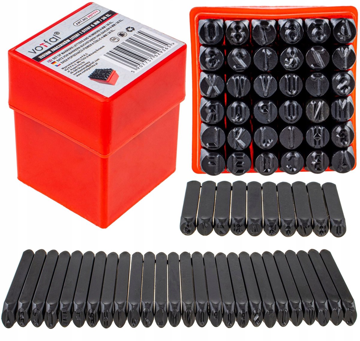 Merkloos 36-delige Stempelset met Cijfers en Letters (6mm)