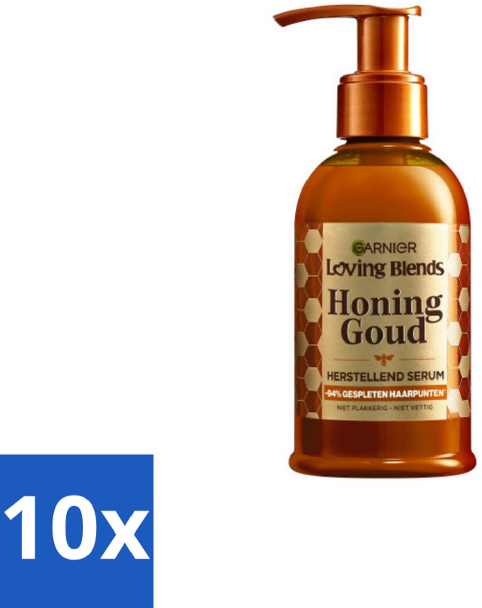 10 x Garnier - Loving Blends Honing Goud - Herstellend Haarserum - Beschadigd & Breekbaar Haar - 115 ml - Haarherstel - Haarversterking - Haarbescherming - Beschadigd Haar - Breekbaar Haar