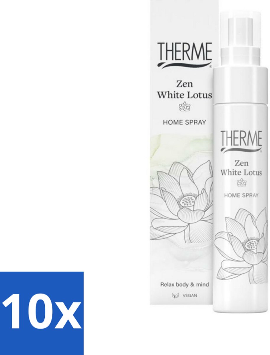 10 x Therme - Zen White Lotus - Interieurspray - Langdurige Geur - Aromatisch - 60ml - Therme Zen White Lotus Interieurspray - Geur Van Witte Lotus - Rustgevende Geur - Aromatisch Interieurspray - Zen Geur