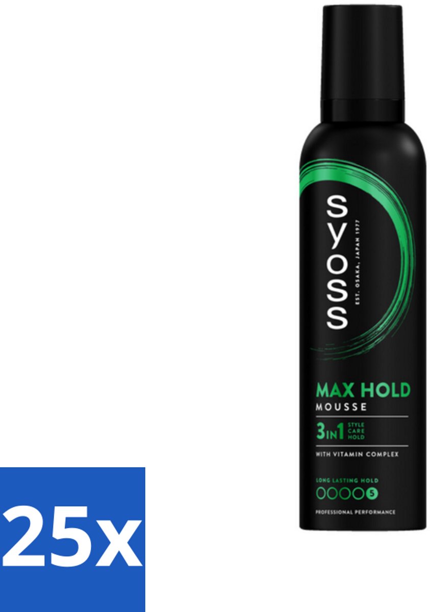 25 x Syoss - Max Hold - Haarmousse - Ultra Sterke Hold - 250 ml - Haarversterking - Haarfixatie - Haarverzorging - Haarstructuur - Styling