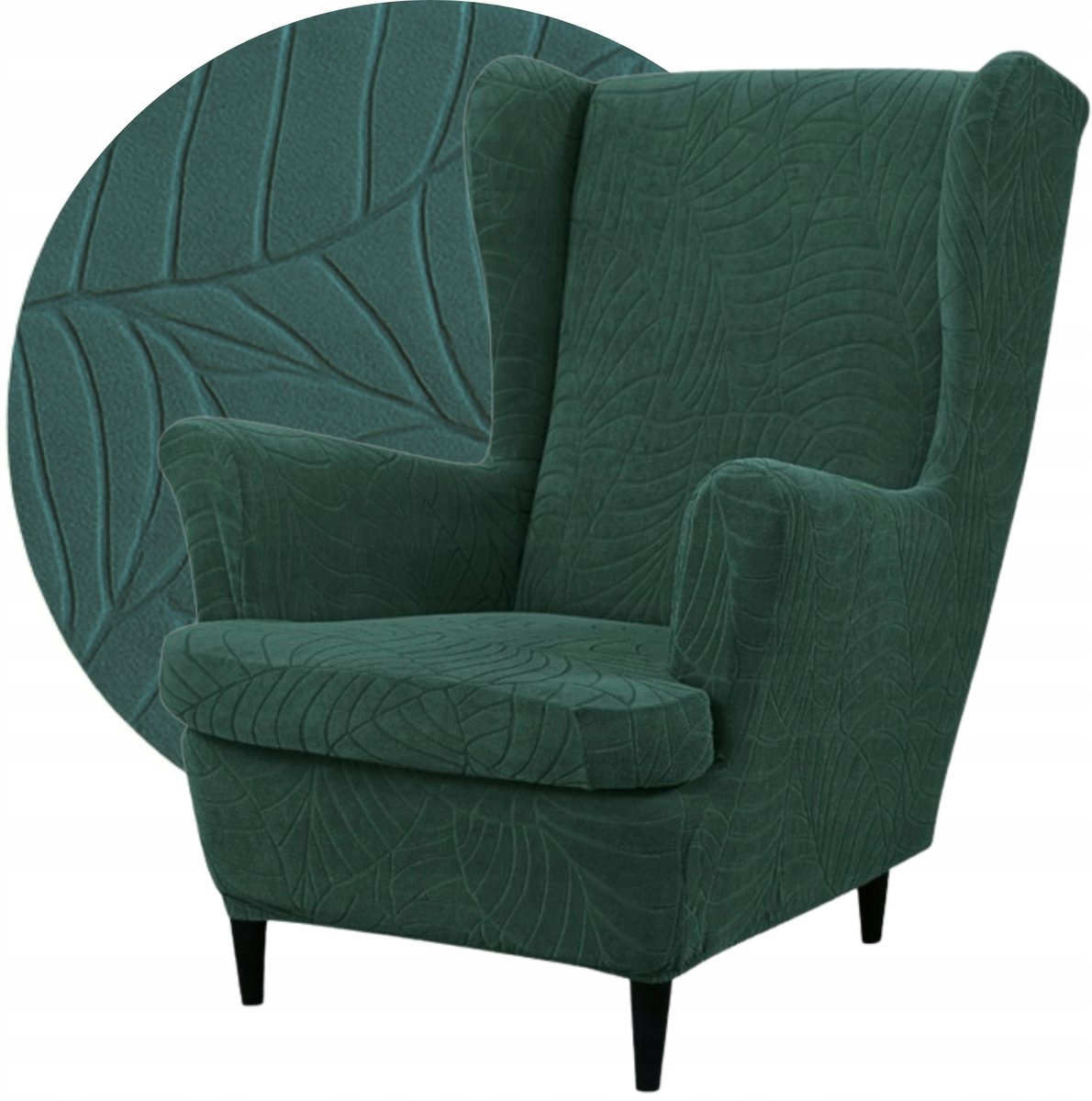 Hoes voor fauteuil, dik jacquard, elastisch, flesgroen