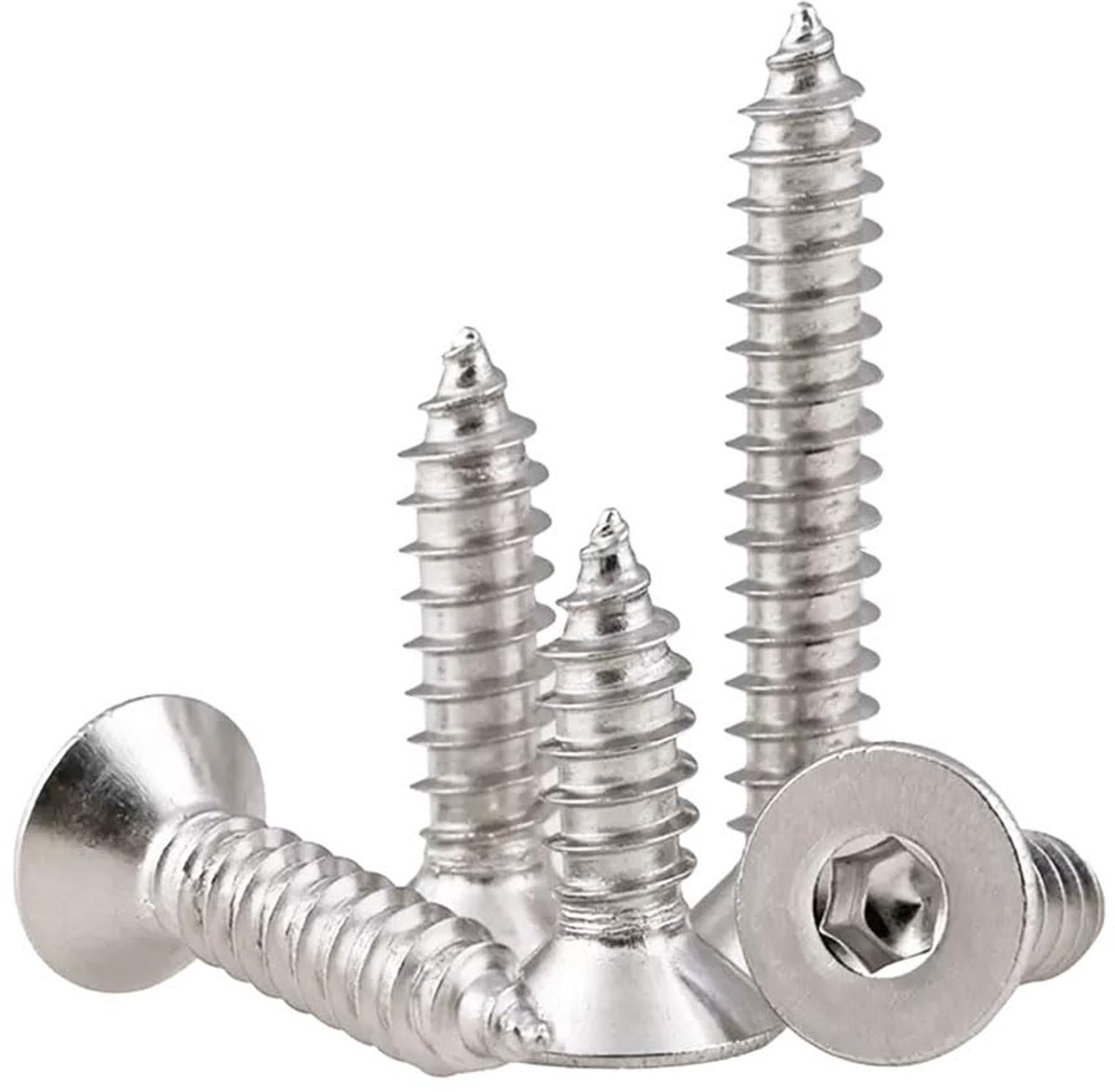 M6 304 Stainless Steel Countersunk Hexagonal Screws Hex Socket Machine Screws Quality 8 Flat Head Wood Screws for - ShopVlot