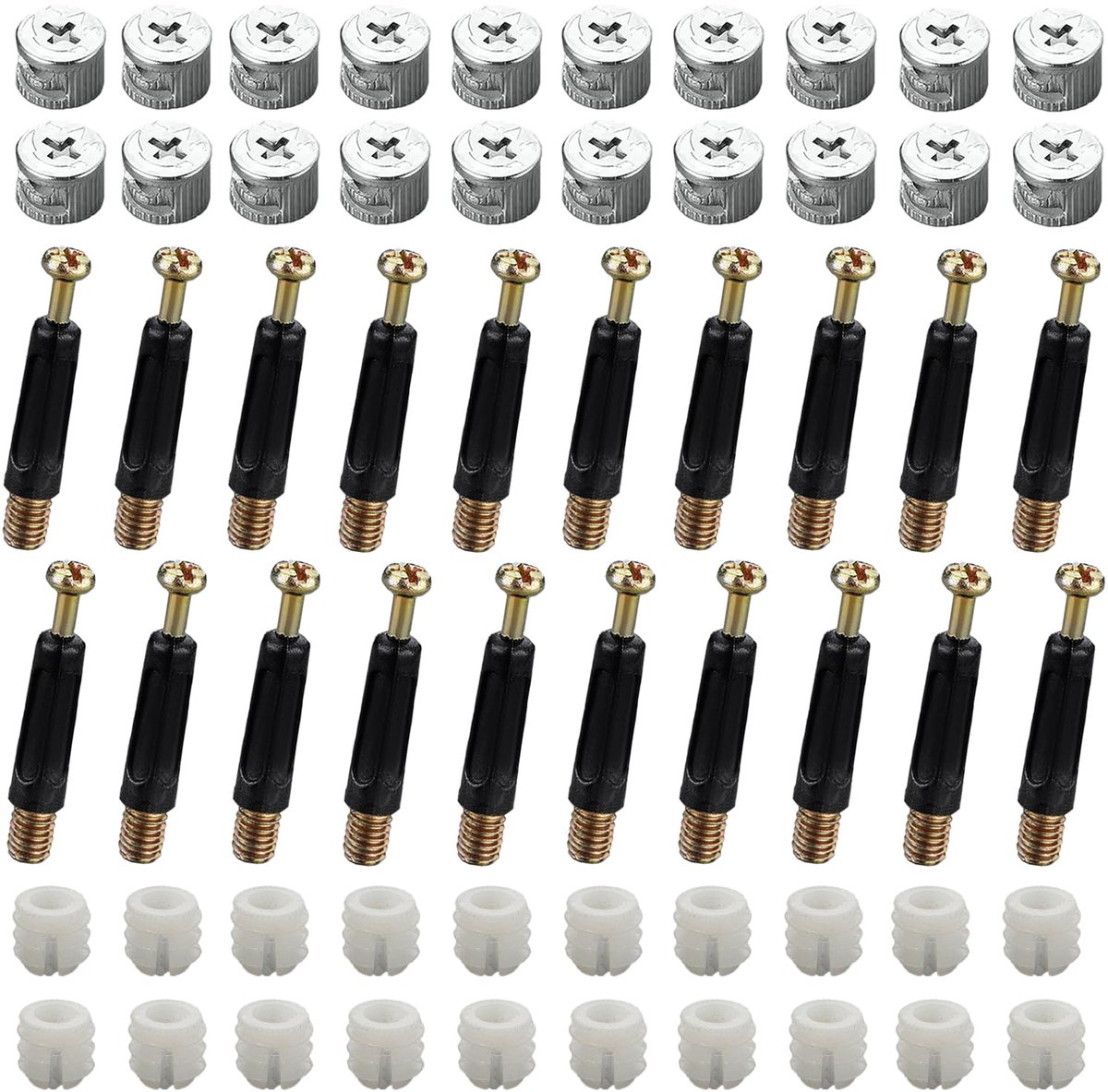 Famanu – Meubelverbindingen kastverbindingsset, 40 sets (120 stuks) pasbout schroeven en excentrische nokken, M6 x 40 mm