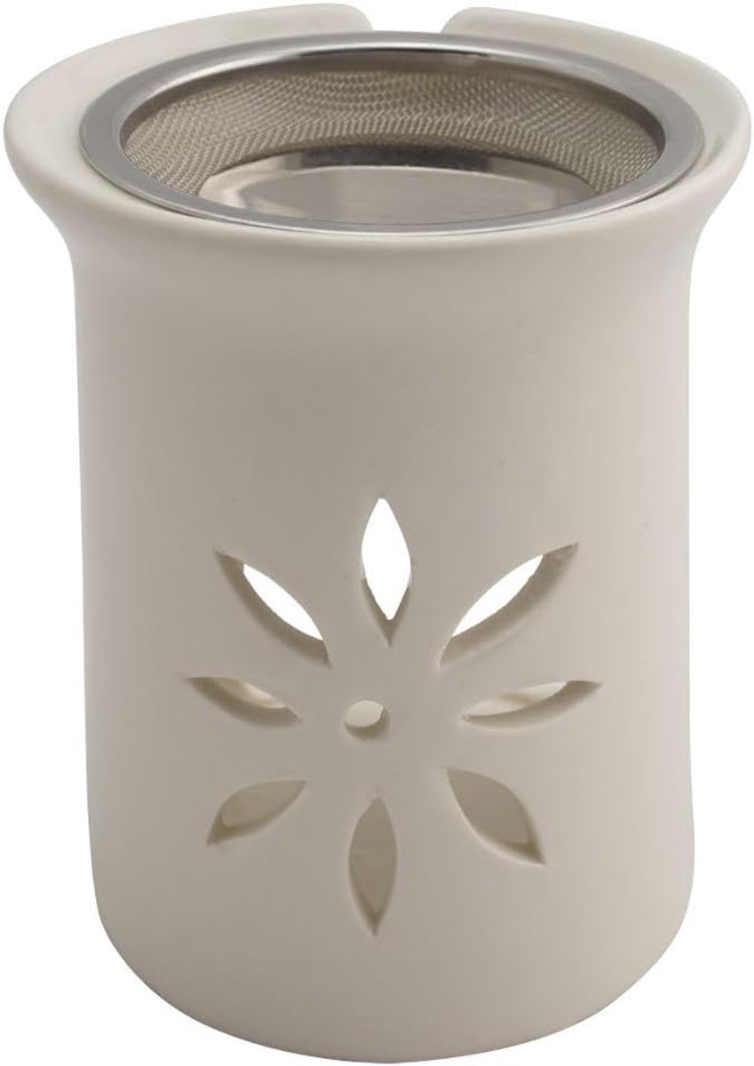 Wierookbrander 11 cm - witte keramiek - sterrenbloem ontwerp - voor het branden van wierook - ShopVlot