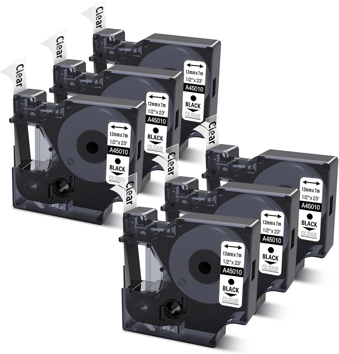 Label tape Dymo D1 45010 - transparant - 12mm breed - ideaal voor organisatie - ShopVlot