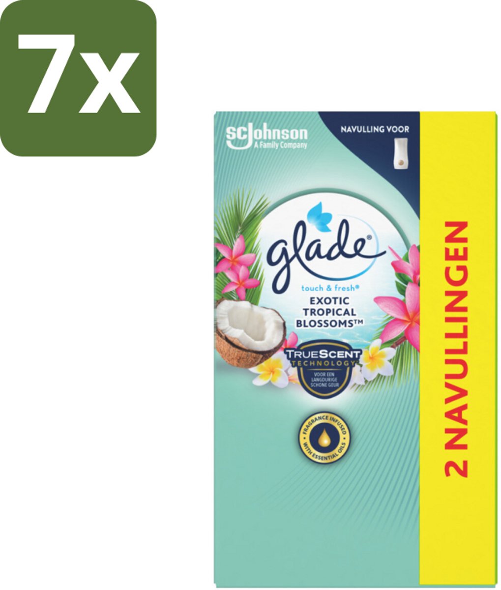 Glade - Touch & Fresh - Exotic Tropical Blossoms - 2x 10 ml - Bulkverpakking - 7 stuks
