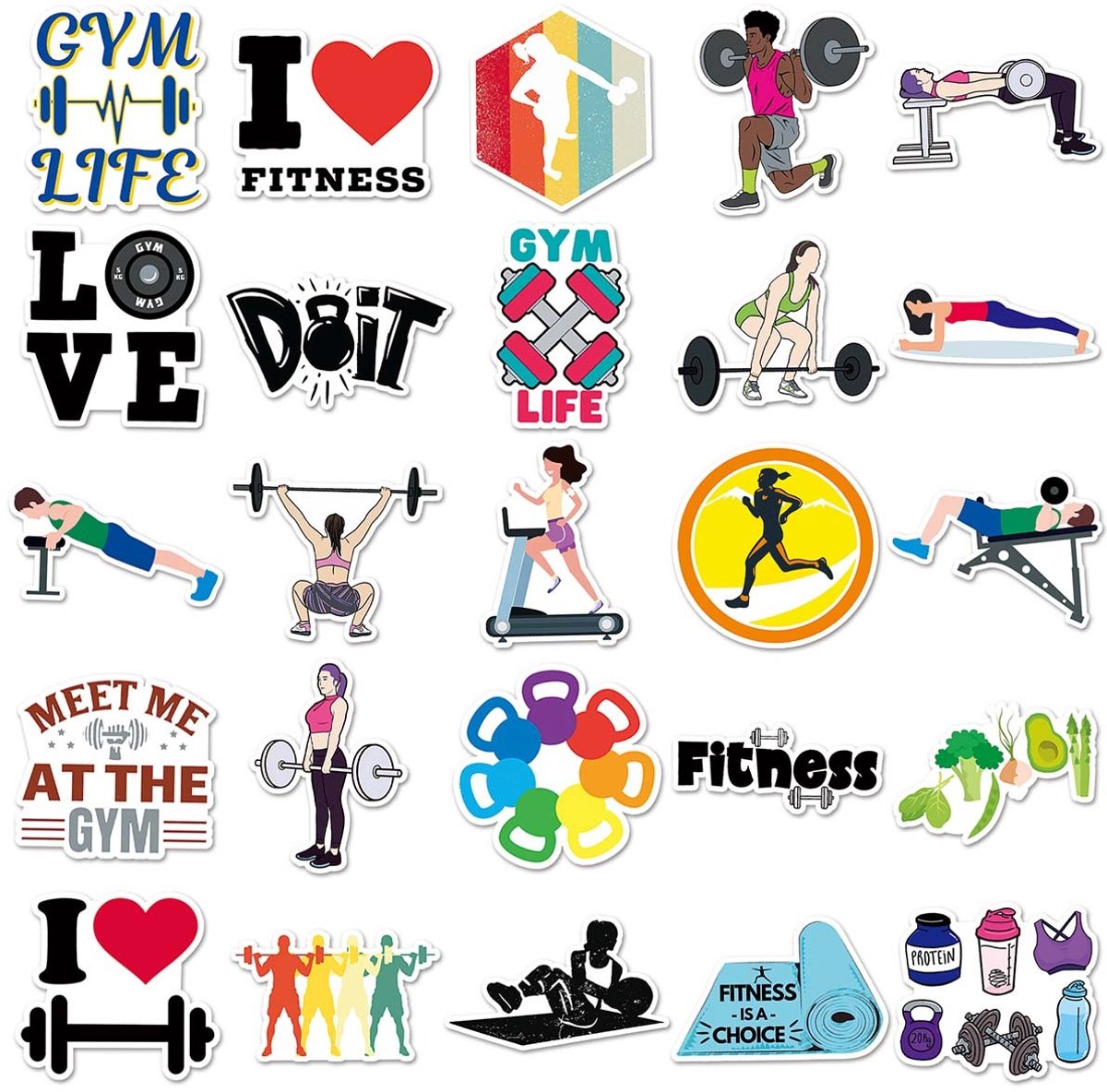 Gym stickers - Sportschoolsticker - Work-out stickers - Sportieve stickers - 50 Stickers - Hyroxstickers - Sportschoolstickers - CHPN