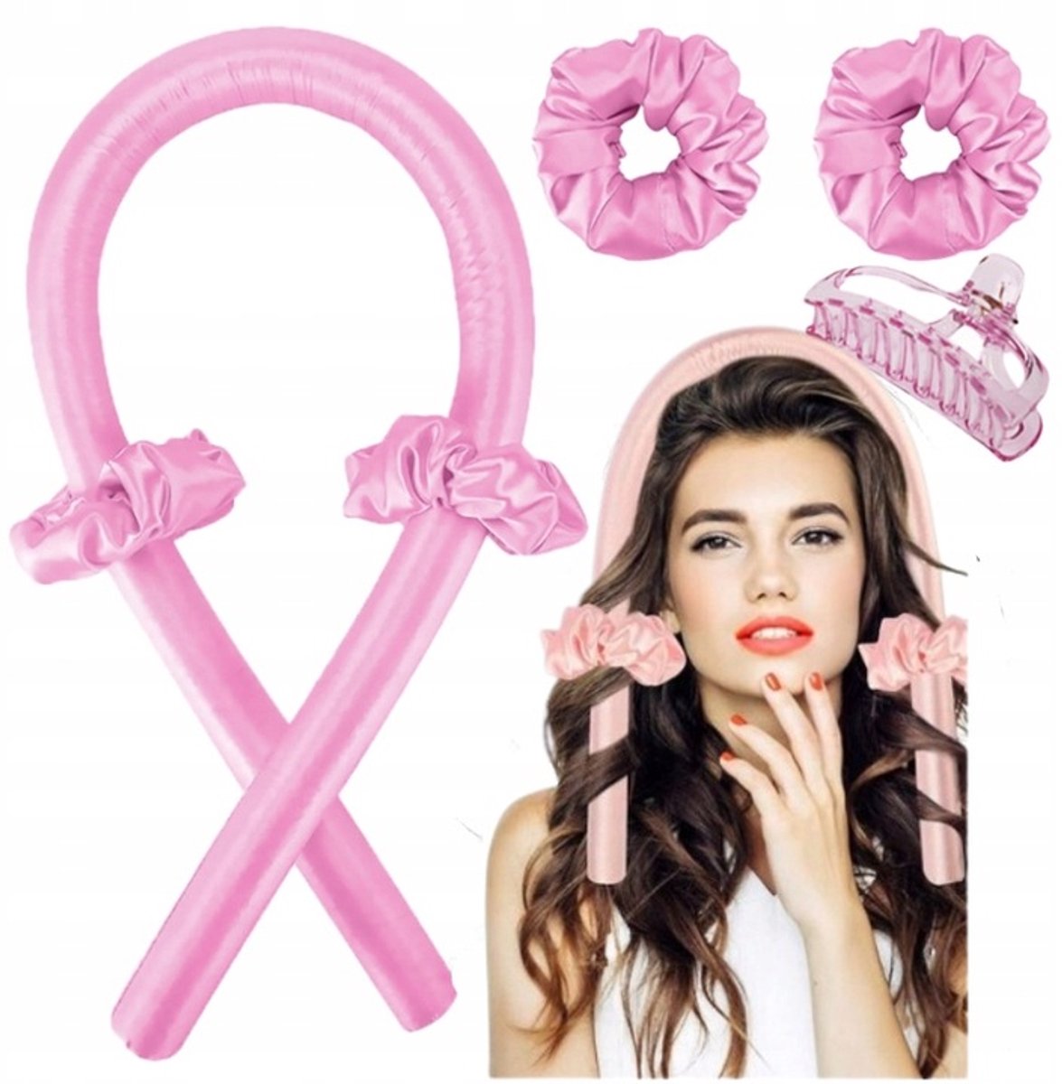 Krulllenset: Zonder Hitte Krullenband met Scrunchies en Klem