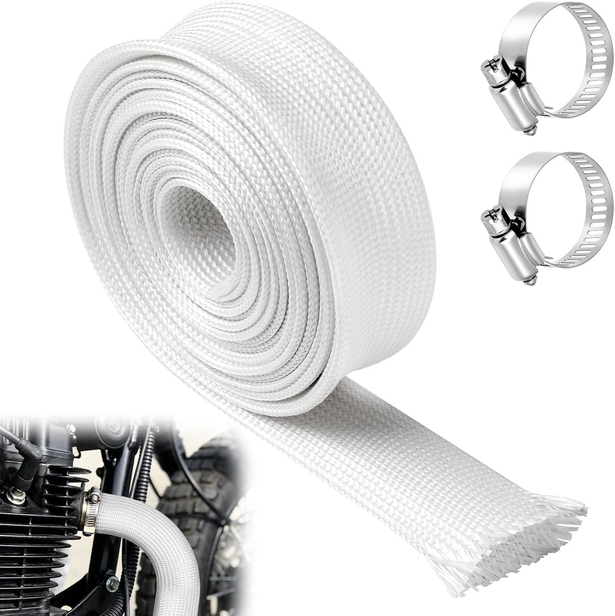 Uitlaatslang voor generatoren 20 mm, 300 cm hittebeschermingsslang, hittebestendige standkachel met 2 klemmen voor - ShopVlot