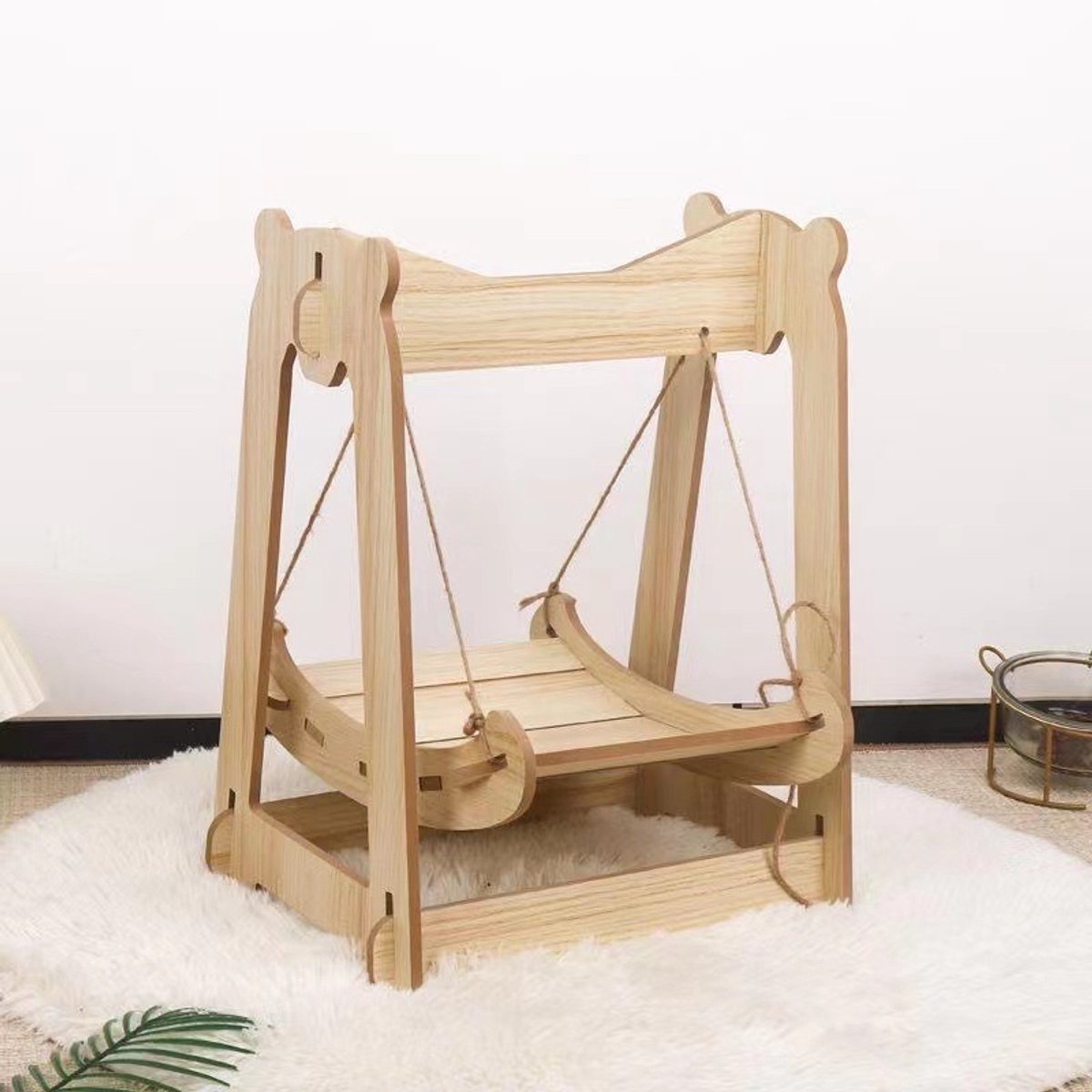 Houten hangkattenbed - hangende kattenhangmat - huisdier schommelbed - massief hout - afneembaar constructie