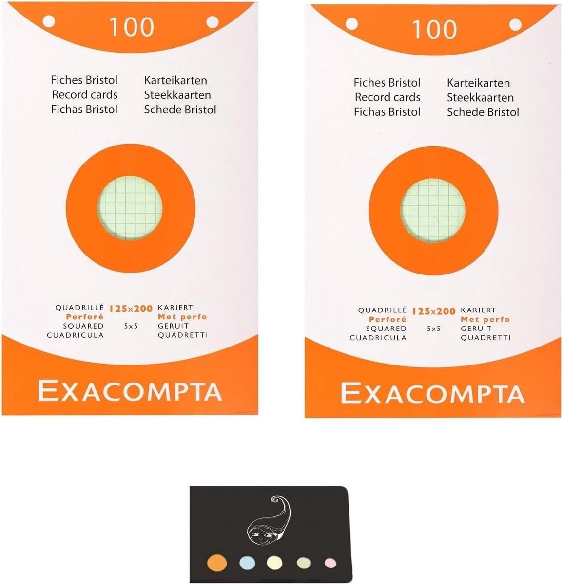 Set of 200 index cards in small windows, 4 tabs and 1 glue index (refill packs in 2 colors) - ShopVlot