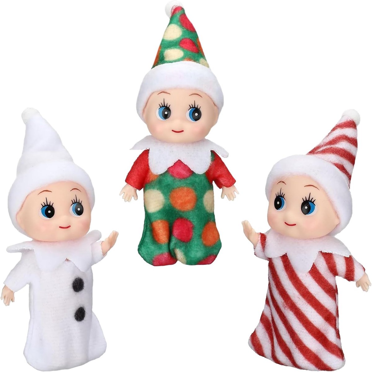 Pack of 3 Christmas Figures, Mini Elves, Christmas Gnome Figures, Elf Figures, Christmas for Boys and Girls - ShopVlot