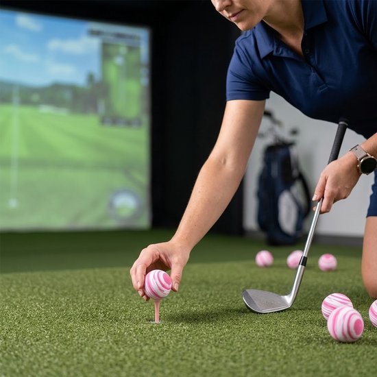 Wit roze golf oefen ballen set van 16 voor heren en dames – 42 mm schuim golfballen – zachte golf trainings ballen voor binnen en buiten – golf trainings materiaal — afbeelding 4
