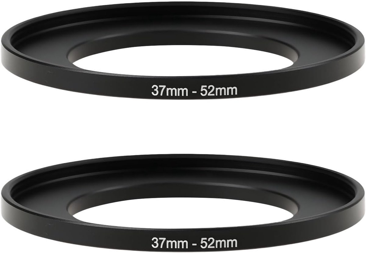 SnelShoppen - 2x Aluminium Step Up Camera Filter Adapter Ring 37mm naar 52mm met 0.75mm Draad voor Lens, Filters, Lenskap en Lenshood