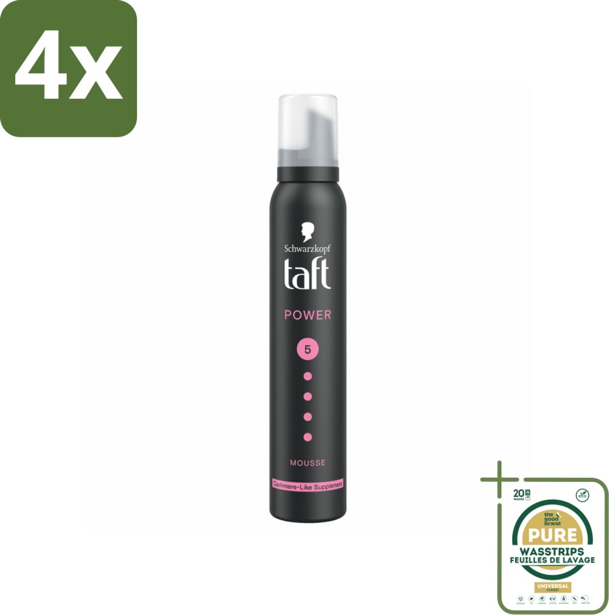 Taft - Haarmousse - Power 5 - Zijdezachte hold - 200 ml - Voordeelverpakking - 4 stuks - Haar styling - Zijdezacht haar