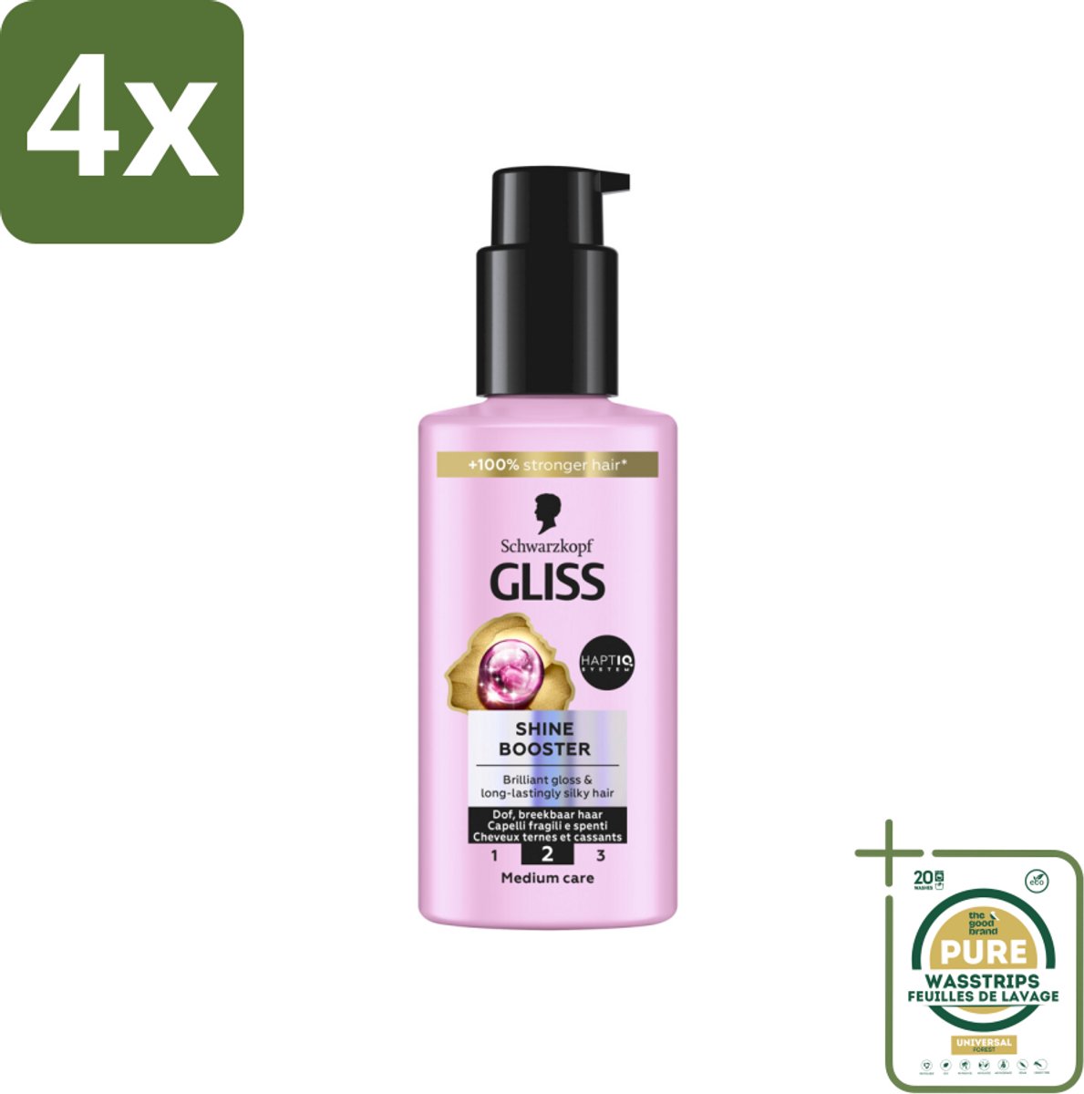 Gliss - Haarserum - Liquid Silk Shine Booster - Fruitige Geur - 100 ml - Voordeelverpakking - 4 stuks - Dof haar - Breekbaar haar