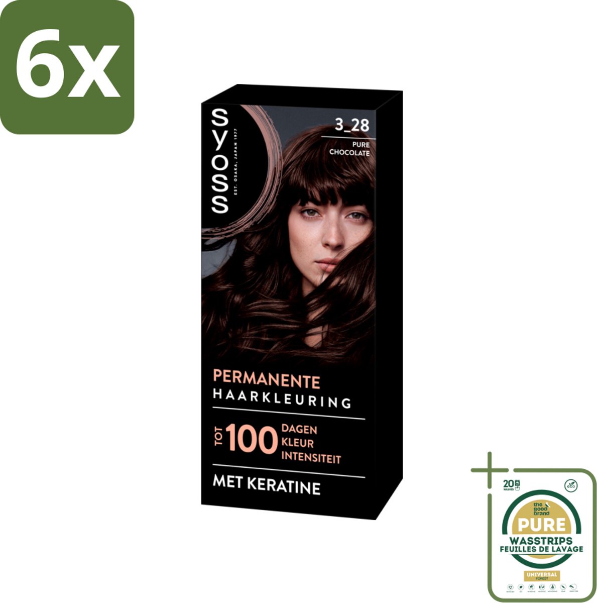 SYOSS - Coloration 3-28 Pure Chocolade - Haarverf - Grijsdekking - Vermindert Haarbreuk - Voordeelverpakking - 6 stuks - Grijsdekking - Keratine