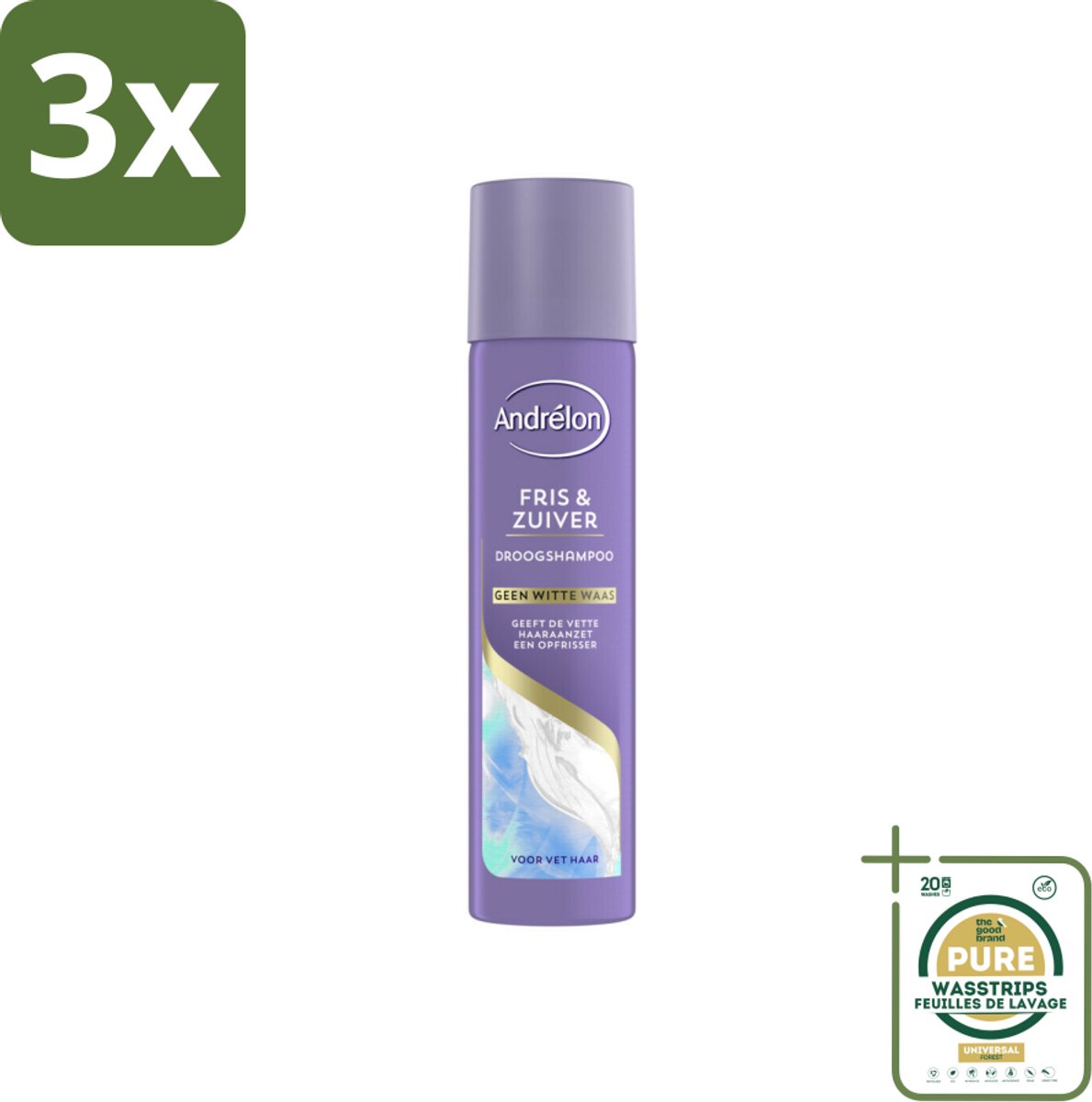 3 x Andrélon Special - Fris & Zuiver - Droogshampoo - 245 ml - Grootverpakking - Droogshampoo - Fris Haar - Vet Haar - Haarkleur - Haartype