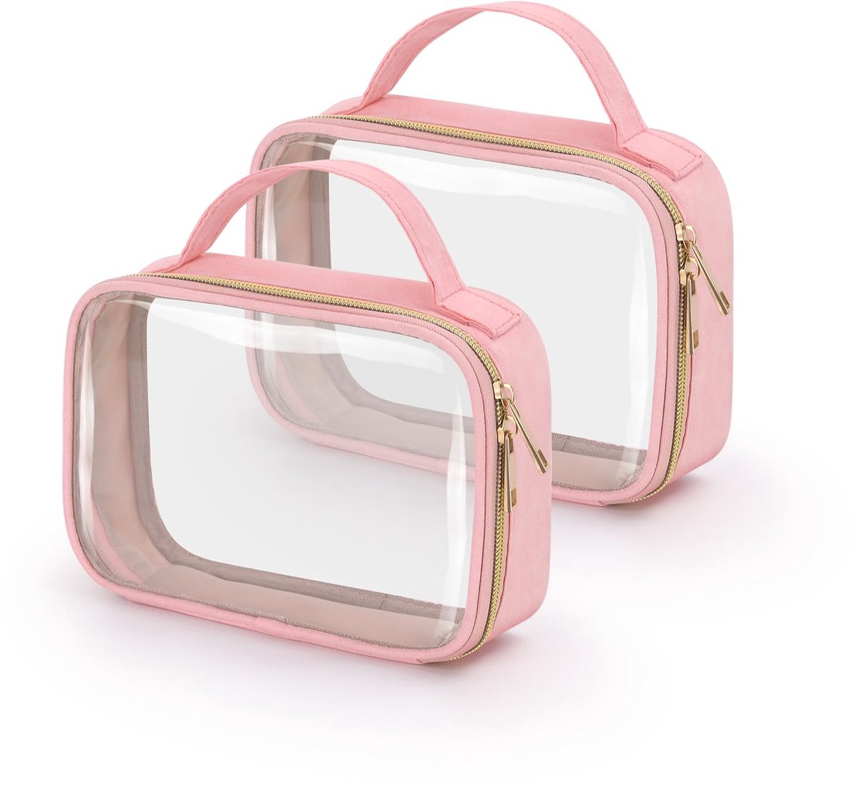 toilettas set van 2 - doorzichtige pvc make-uptassen - met handgrepen - ideaal voor reizen - ShopVlot