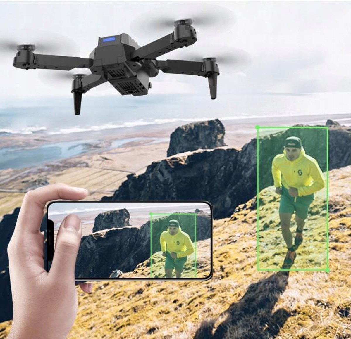 Merkloos 4K Drone met 3 Batterijen, FPV en 250m Bereik