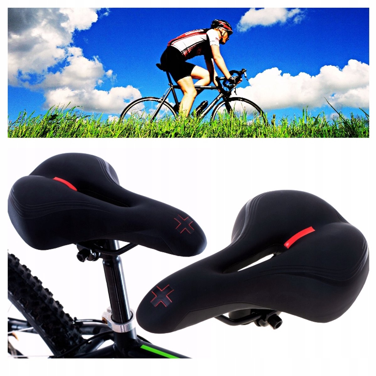 Comfortabele Fietszadel Sportief Schuim Elastisch Ergonomisch Zwart