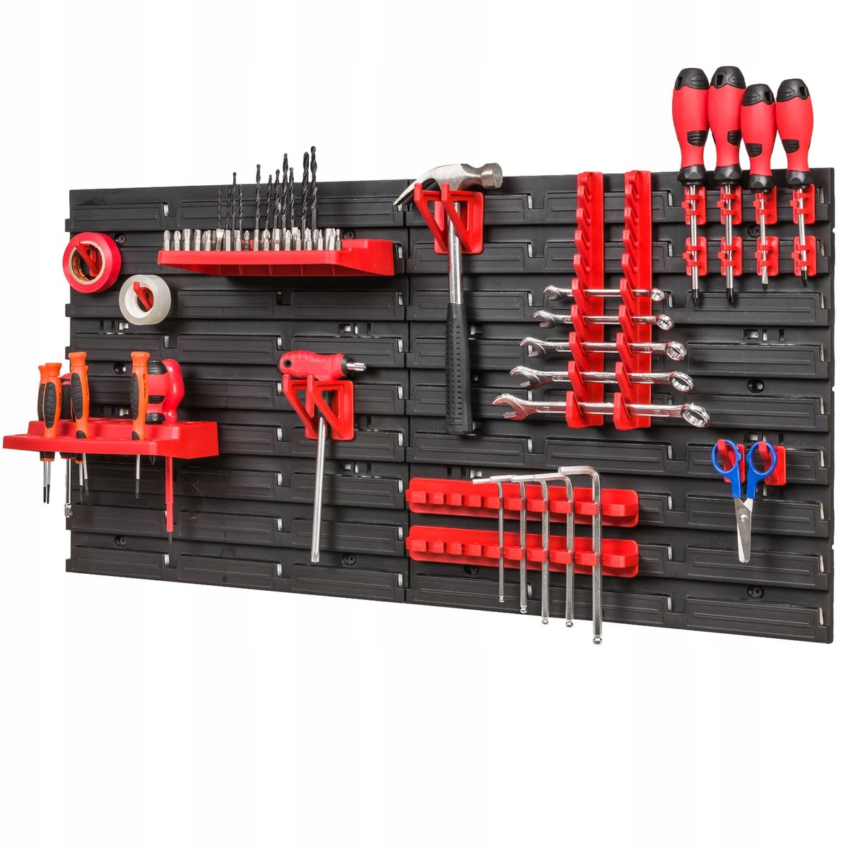 Gereedschapswand paneel met 20 haken en 2 legborden - 772x390mm